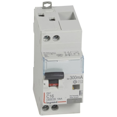 Disjoncteur différentiel DX³ 6000 U+N - 230V~ - 16A - Type AC - 300mA LEGRAND