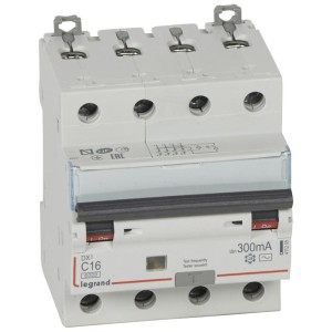 Disjoncteur différentiel DX³ 6000 - 4P - 400V~ - 16A - Type AC - 300mA LEGRAND
