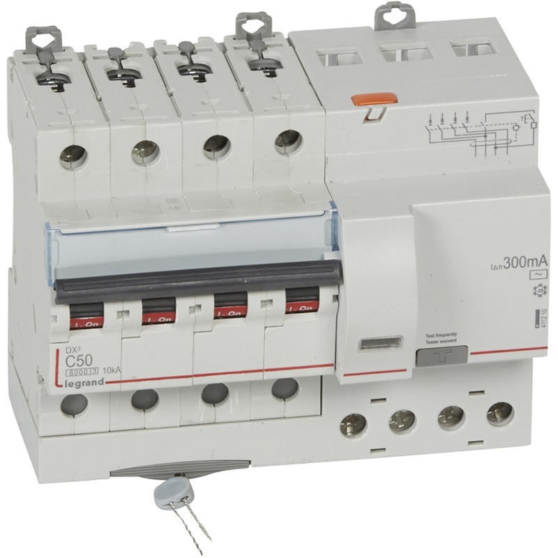Disjoncteur différentiel DX³ 6000 - 4P - 400V~ - 50A - Type AC - 300mA LEGRAND