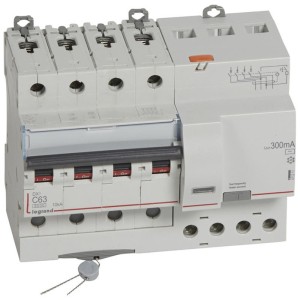 Disjoncteur différentiel DX³ 6000 - 4P - 400V~ - 63A - Type AC - 300mA LEGRAND