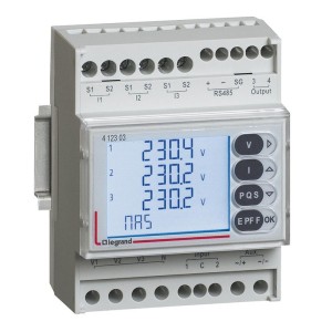 Centrale de mesure EMDX³ modulaire affichage LCD avec sortie RS485 et à impulsion - 4 modules LEGRAND