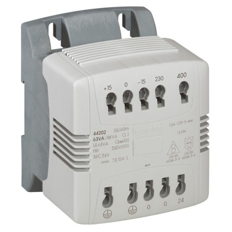 Transformateur de commande et signalisation - 40 VA - connexion auto - prim 230V à 400V/sec 24V~ LEGRAND