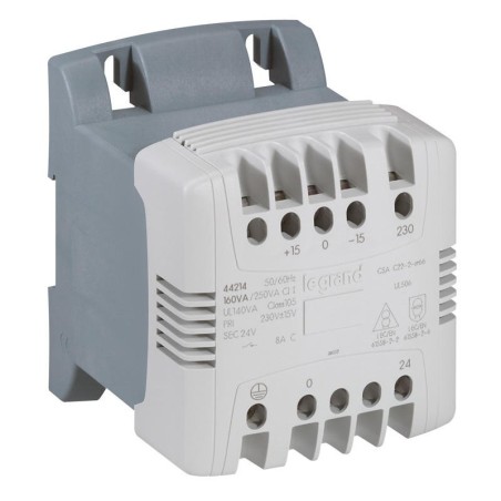 Transformateur de commande et séparation des circuits - 100 VA - connexion vis - prim 230V à 400V/sec 115 à 230V~ LEGRAND