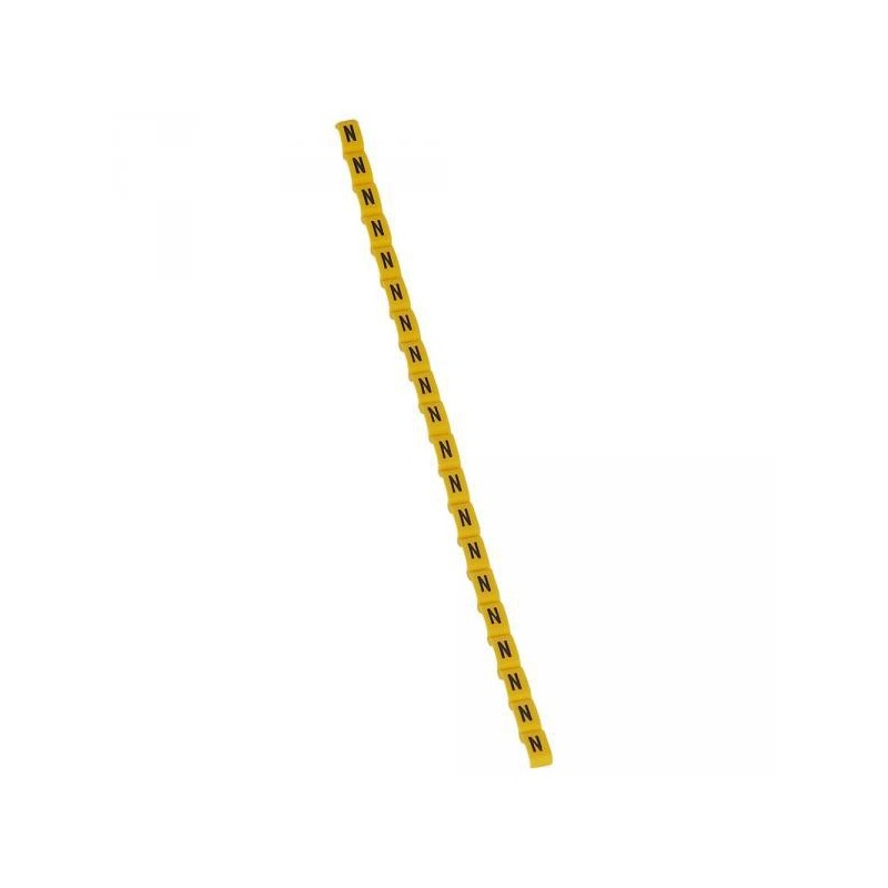 Repère Duplix - Lettre N - Noir sur fond jaune - Emballage 600 LEGRAND