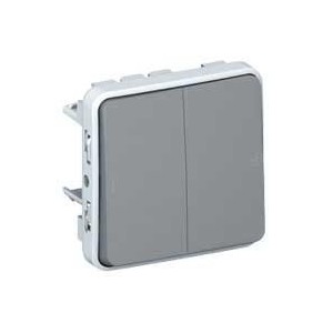 Double interrupteur ou va-et-vient PLEXO composable IP55 10AX 250V - gris LEGRAND