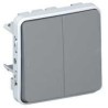 Double interrupteur ou va-et-vient PLEXO composable IP55 10AX 250V - gris LEGRAND