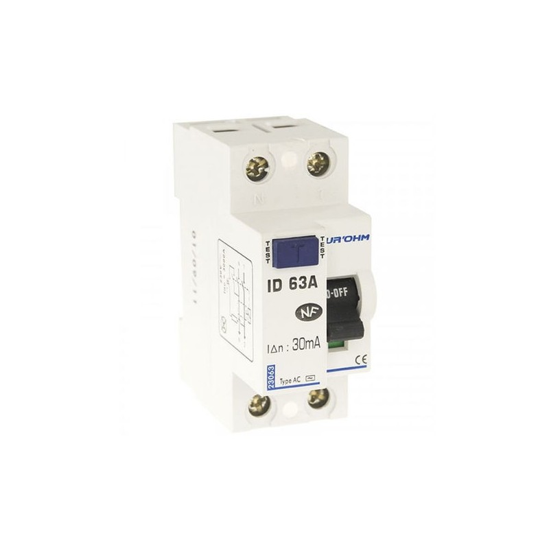 Interrupteur différentiel 63A - 1P+N - 30mA - type AC - Eur'ohm 23063 EUR'OHM