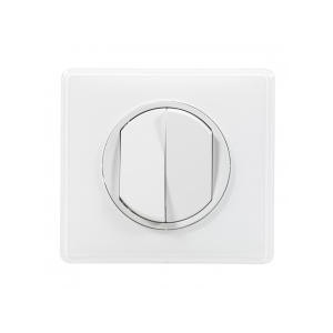Double interrupteur ou va-et-vient avec plaque Céliane Soft - Blanc LEGRAND