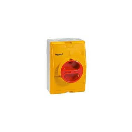 Boîtier vide pour interrupteur-sectionneur rotatif composable 3P et 4P 25A et 32A - jaune et rouge LEGRAND