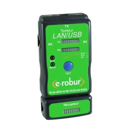 Testeur LAN/USB pour câbles réseau E-ROBUR