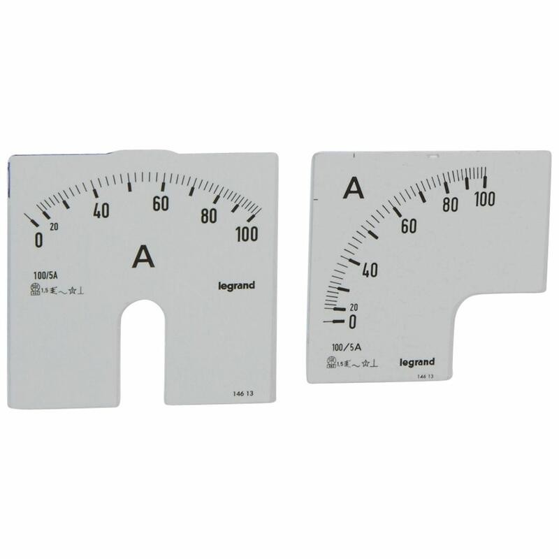 Cadrans de mesure pour ampèremètre analogique 0A à 100A - 1 cadran pour fût rond et 1 cadran pour fût carré LEGRAND