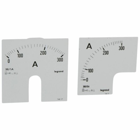 Cadrans de mesure pour ampèremètre analogique 0A à 300A - 1 cadran pour fût rond et 1 cadran pour fût carré LEGRAND
