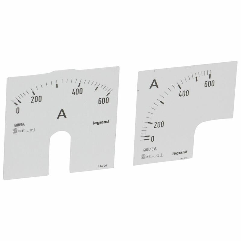 Cadrans de mesure pour ampèremètre analogique 0A à 600A - 1 cadran pour fût rond et 1 cadran pour fût carré LEGRAND