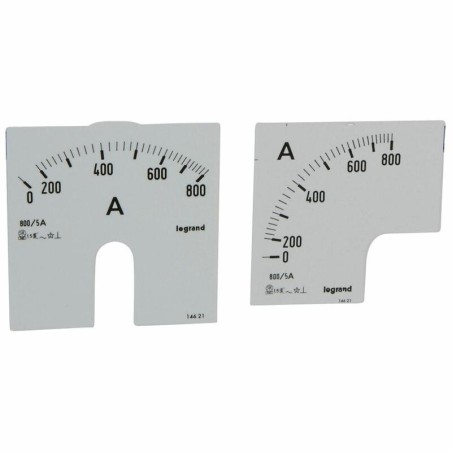 Cadrans de mesure pour ampèremètre analogique 0A à 800A - 1 cadran pour fût rond et 1 cadran pour fût carré LEGRAND