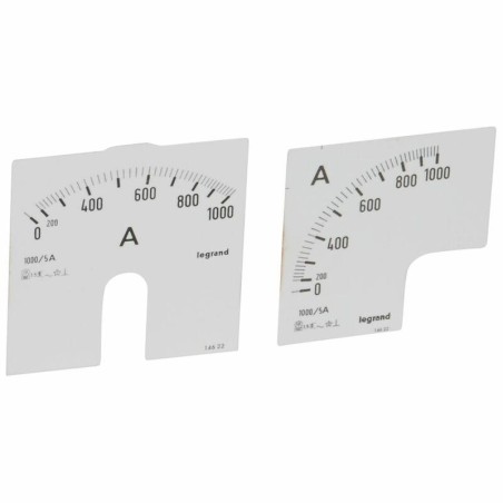 Cadrans de mesure pour ampèremètre analogique 0A à 1000A - 1 cadran pour fût rond et 1 cadran pour fût carré LEGRAND