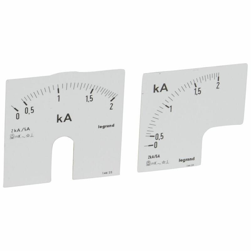 Cadrans de mesure pour ampèremètre analogique 0A à 2000A - 1 cadran pour fût rond et 1 cadran pour fût carré LEGRAND