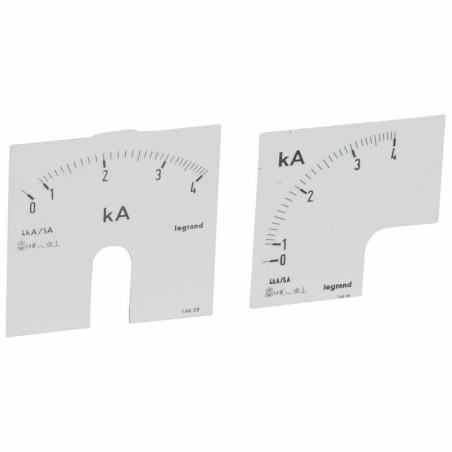 Cadrans de mesure pour ampèremètre analogique 0A à 4000A - 1 cadran pour fût rond et 1 cadran pour fût carré LEGRAND