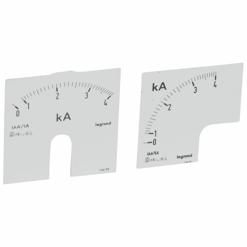 Cadrans de mesure pour ampèremètre analogique 0A à 1250A - 1 cadran pour fût rond et 1 cadran pour fût carré LEGRAND