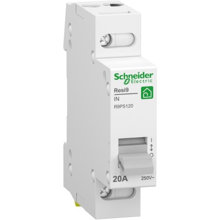 Interrupteur-sectionneur 20A - 1P - 1NO - 250VCA - Resi9 SCHNEIDER