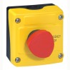 Boîte à bouton équipée Osmoz avec coup de poing coupure d'urgence rouge pousser-tourner Ø40 - avec couvercle jaune LEGRAND