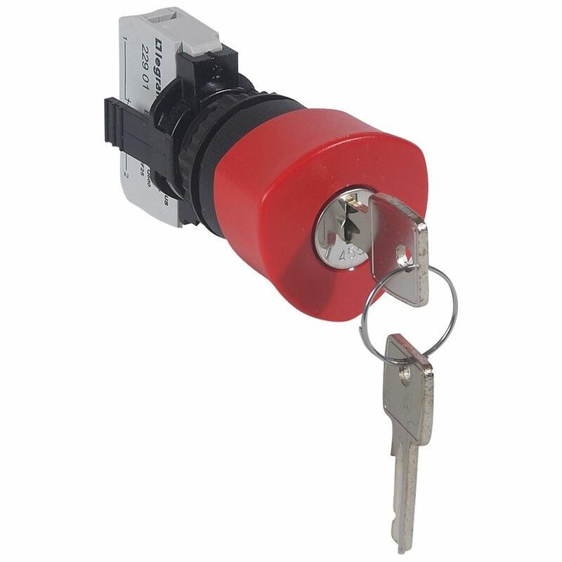Coup de poing à accrochage non lumineux Osmoz complet IP69 Ø40 à clé n°455 - rouge LEGRAND