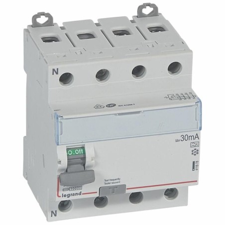 Interrupteur différentiel 4P 400V~ 100A type A 30mA - 4 modules LEGRAND