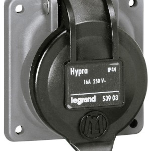 Prise de courant fixe à brochage domestique Hypra 2P+T - 250V~ - plastique - IP44 LEGRAND