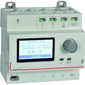 Ecocompteur standard pour mesure consommation sur 5 postes 230V~ - 50/60Hz - 5 Modules LEGRAND
