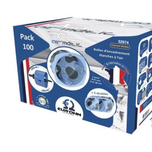 Pack de 100 boites d'encastrement + 5 boites doubles + scie cloche - Ø 67/68 mm - prof. 50 mm - Air'métic EUR'OHM