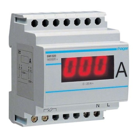 Ampèremètre digital 0-20A branchement et lecture direct HAGER