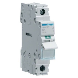 Interrupteur modulaire 1 pôle 80A HAGER - SBN180