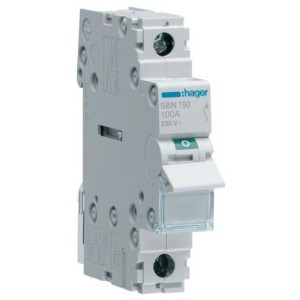 Interrupteur modulaire 1 pôle 100A HAGER - SBN190