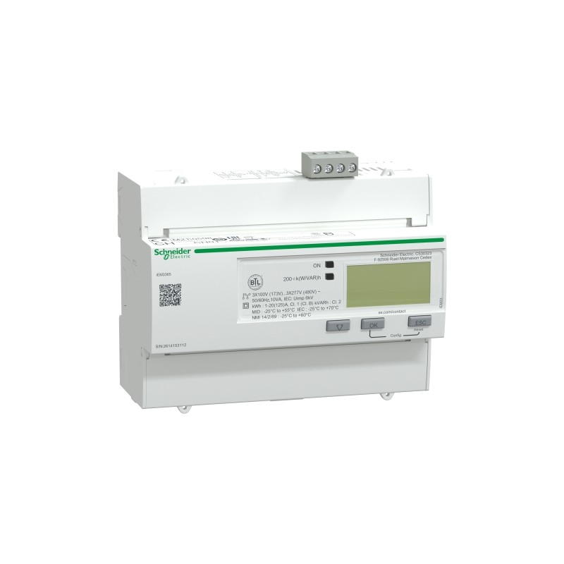 Compteur d'énergie triphasé 125A - multi tarif - alarme kW - BACnet - MID - Acti9 iEM - A9MEM3365 - Schneider