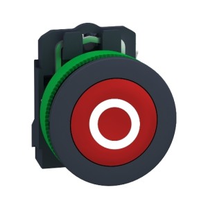 Bouton poussoir impulsion - flush - marqué - rouge - 1O - vis - Harmony XB5 - XB5FA4322