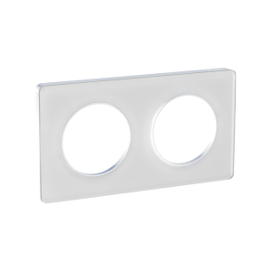 Plaque 2 postes entraxe 71mm, translucide blanc, Odace Touch SCHNEIDER - S520804R