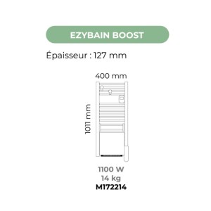 EZYBAIN - 1100W Boost Radiateur sèche-serviettes - L40cm - blanc - INTUIS - M172214