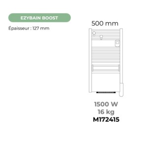 EZYBAIN - 1500W Boost Radiateur sèche-serviettes - L50cm - blanc - INTUIS - M172415