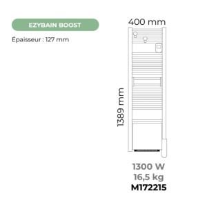 EZYBAIN - 1300W Boost Radiateur sèche-serviettes - L40cm - blanc - INTUIS - M172215