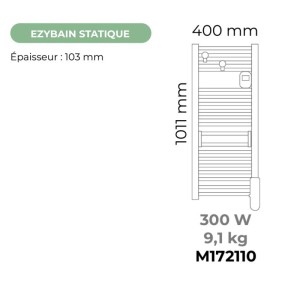 EZYBAIN - 300W Radiateur sèche-serviettes - L40cm - blanc - INTUIS - M172110