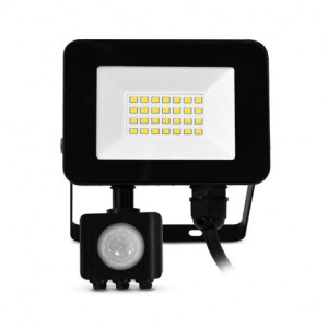 Projecteur LED plat 20W 6000°K + Détecteur - Noir - MIIDEX Lighting - EL100068