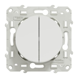 Va-et-vient + bouton poussoir 10A à vis - Blanc - Odace - SCHNEIDER -S520285
