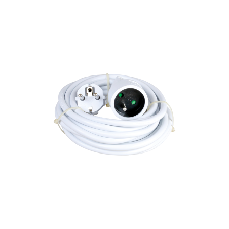 Rallonge électrique câble 10m - 10/16A 2P+T - Blanc - EUR'OHM - 63012
