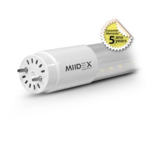 Tube LED T8 18W 4000K 1500 mm clair phase/neutre même côté MIIDEX 100536