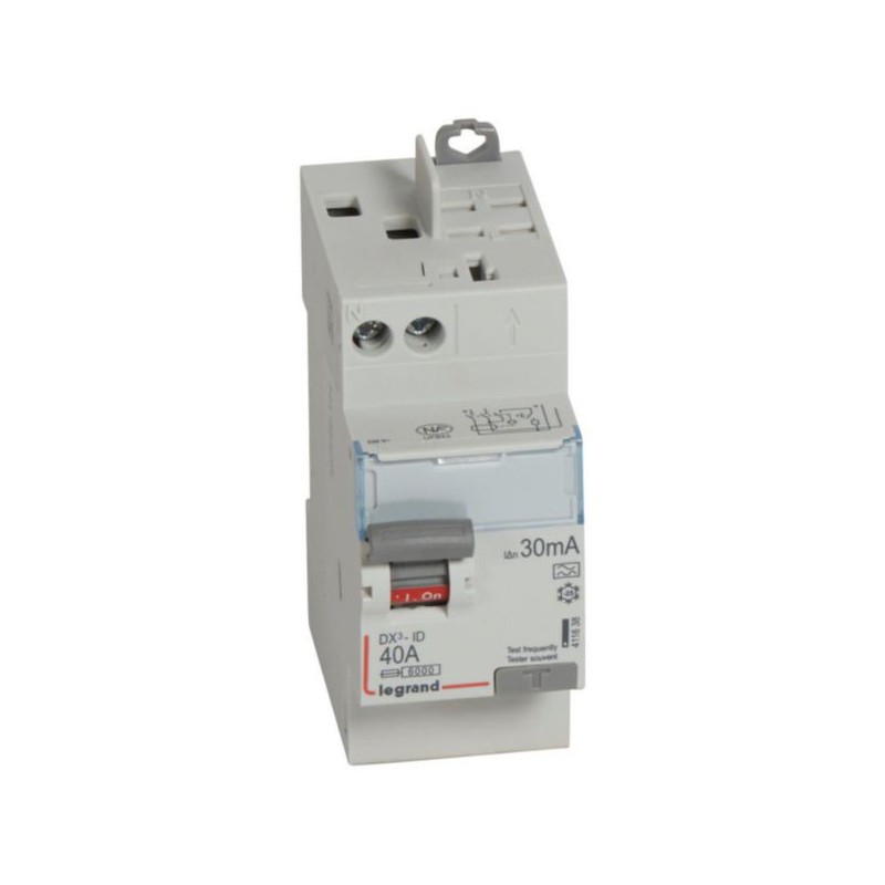 Interrupteur différentiel 2P 230V~ 40A type A 30mA - 2 modules LEGRAND 411638