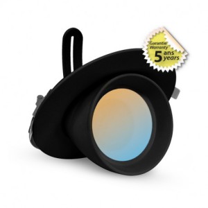 Spot LED escargot rond - Inclinable / Orientable 38W CCT - Noir - MIIDEX - 767441