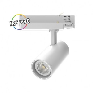 Spot LED sur rail blanc - 25W - 3000K - 2750 LM - IRC90 + adaptateur rail 3 allumages - MIIDEX - 100224