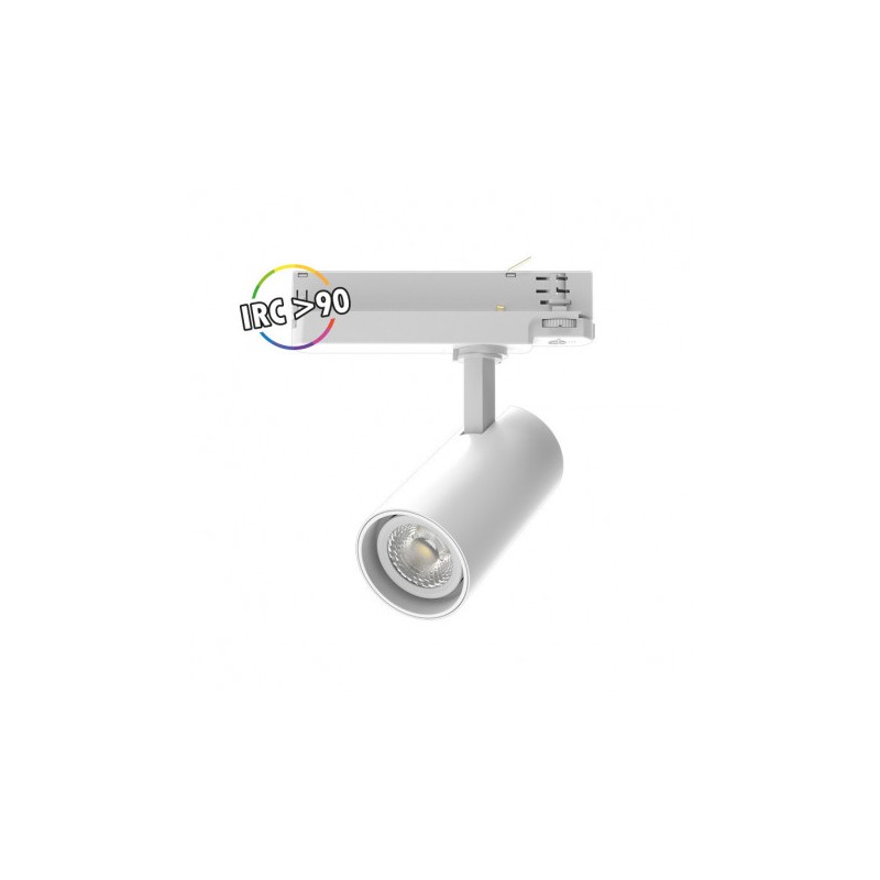 Spot LED sur rail blanc - 25W - 4000K - 2500 LM - IRC90 + adaptateur rail 3 allumages - MIIDEX - 100225