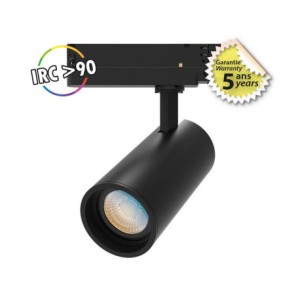 Spot LED sur rail - 25W CCT - IRC90 - Noir - MIIDEX - 100204