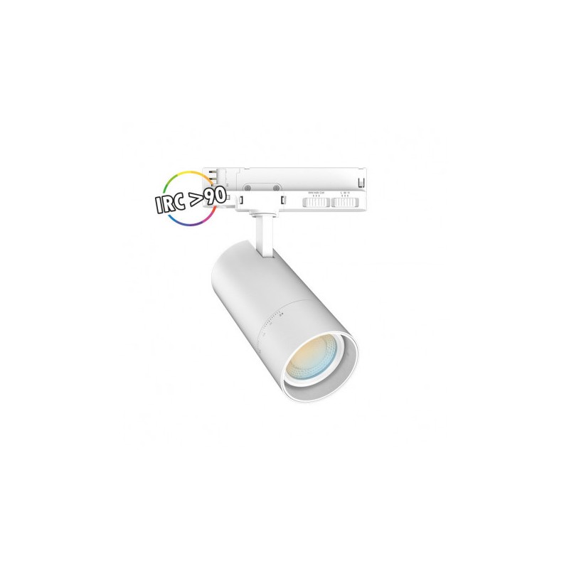 Spot LED sur rail avec adaptateur 3 allumages - Blanc - 10/15/20W CCT - Angle ajustable - MIIDEX - 100393
