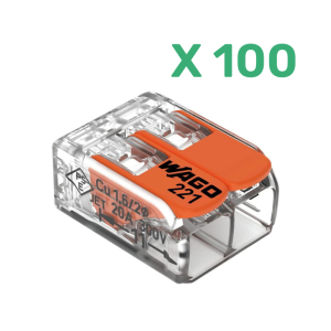 Mini borne WAGO pour 2 conducteurs, 4mm² avec levier de manipulation (Boite de 100 pièces) WAGO